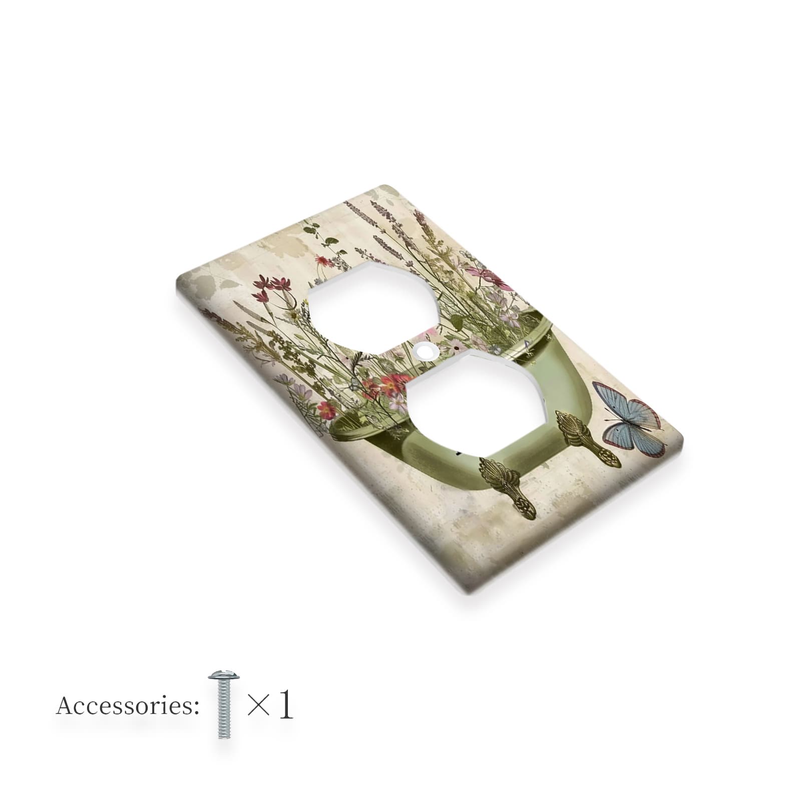 TEMU 1pc 1gang/2gang Vintage Floral Wall Plates, Panel Power Outlet Covers, Home Decor For Bedroom And Kitchen