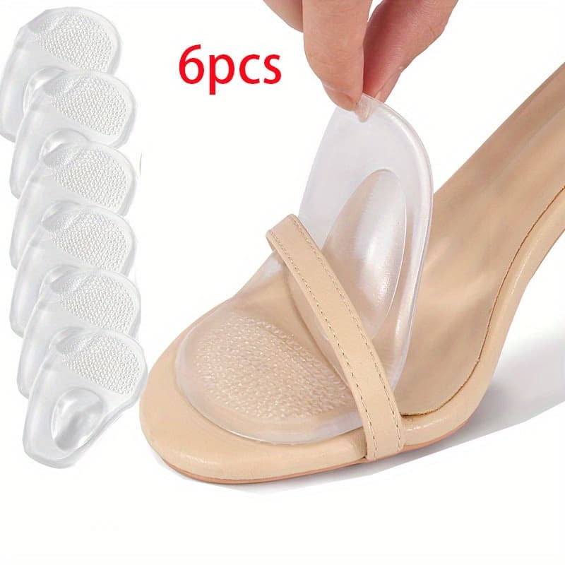 TEMU 6pcs Women's High Heels Half-size Forefoot Pad High Heels Half-size Pad High Heels Thickened Non-slip Transparent Forefoot Pad