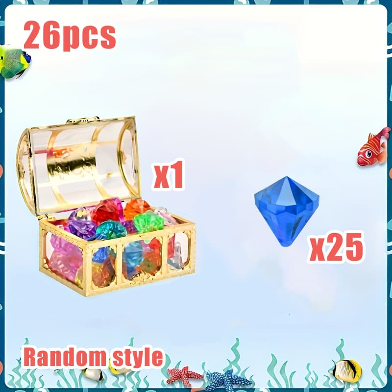 TEMU 26pcs Acrylic Crystal Gemstone Set, 1 Treasure Box + With Holes, Suitable For Diy, Crystal Decoration, Perfect For Party Gifts, Gemstone Random