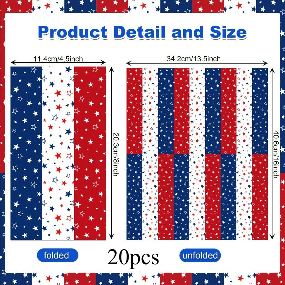 TEMU 20pcs Red White -themed Napkins For July 4th Day, Patriotic Theme Parties, Family Bbqs, And National Holiday Decorations