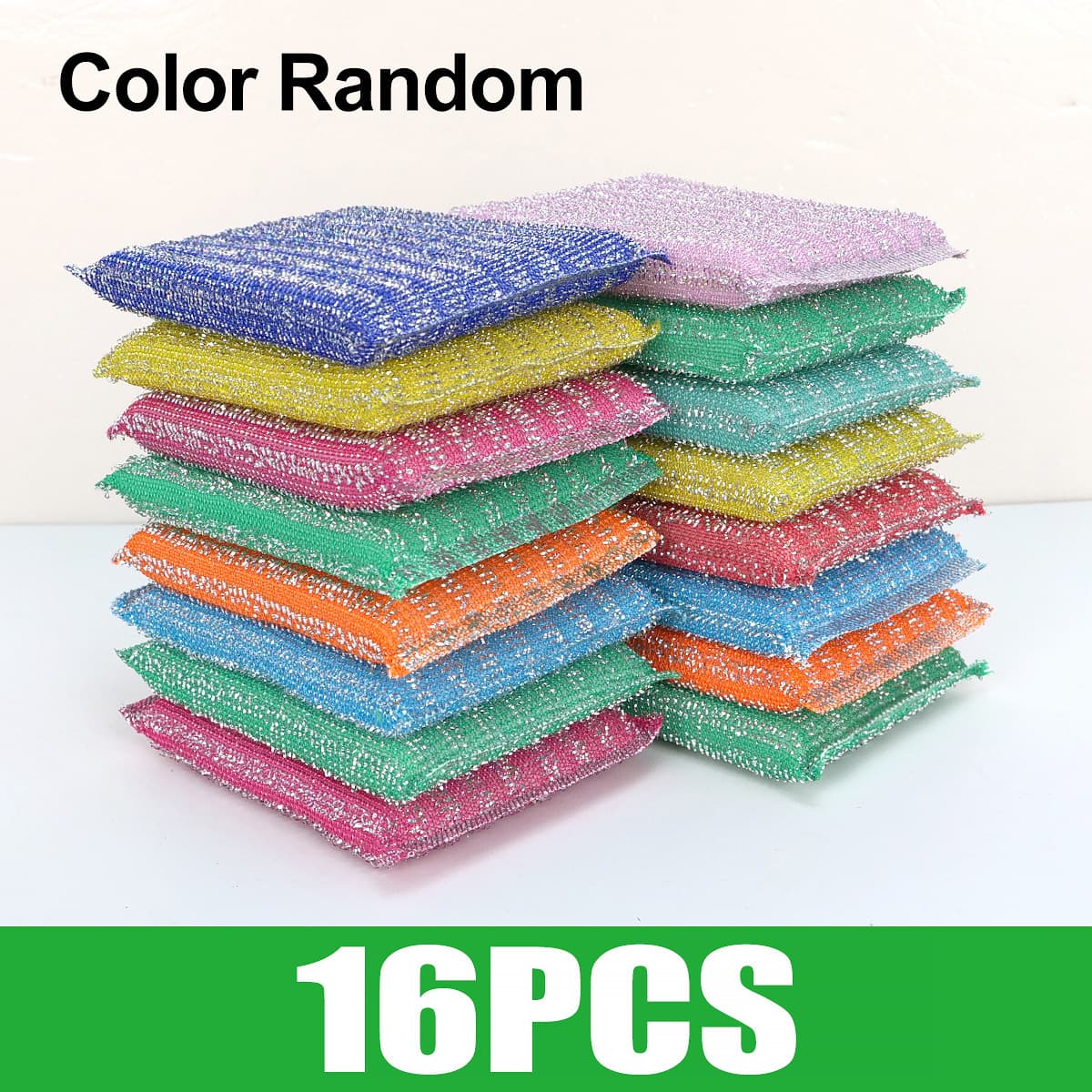 TEMU 8/16/32pcs Sponge Scrub Pads, Double-sided Reusable Thickened Sponge Pads For Cleaning Kitchen Utensils Random Color