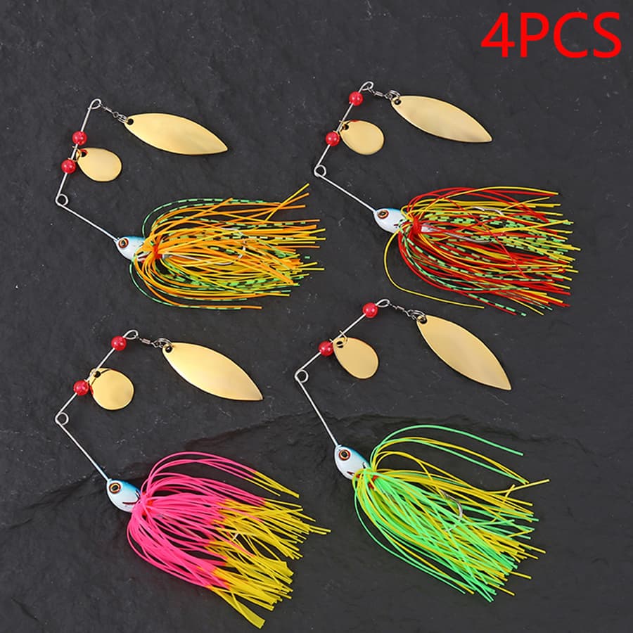 TEMU Set Of 4 Metal Spinnerbaits And Chatterbaits Weighing 17g, Designed For Pike Fishing, Including Hard Baits And Artificial