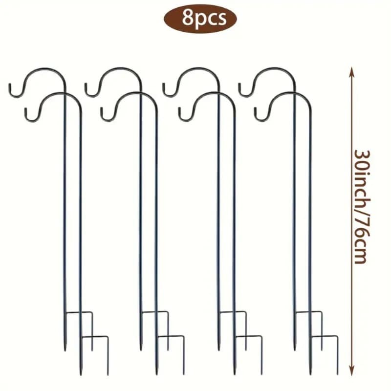 TEMU 8pcs 30 Inch Metal Hook Plant Hanger Heavy Duty Black Metal Hook Plant Hanger For Hanging Solar Lanterns Flower Baskets Jars Christmas Lights Wedding Decor