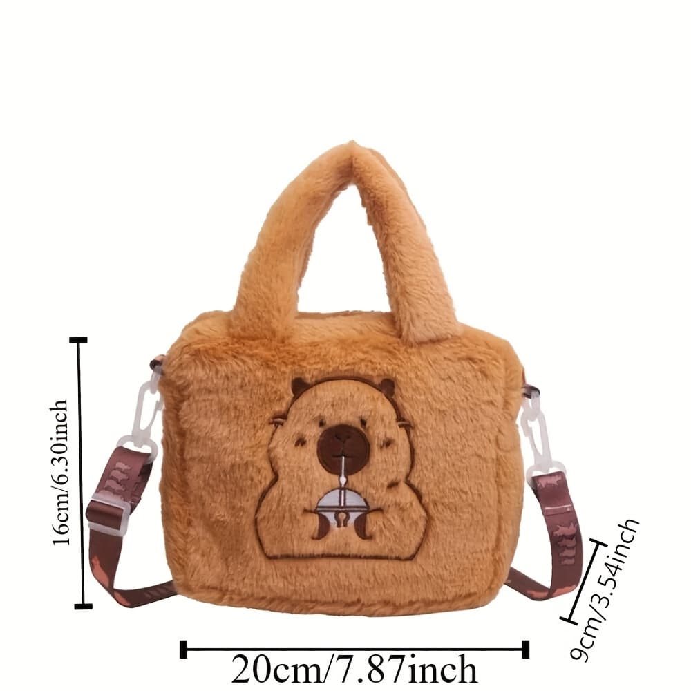 TEMU Want To Cutest ? This Cute Capybara Women's Plush Shoulder Bag Is ! It Has A Large Capacity And Fits Needs
