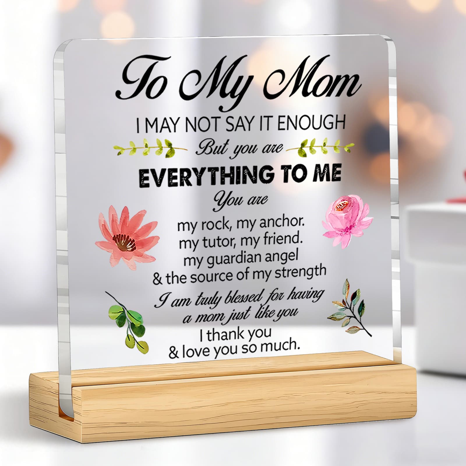 TEMU 2d Flat, 1pc Gift Acrylic Plaque Desk Decor Sign, To Meaningful Love Quote Keepsake, Mothers Day Birthday Christmas Thanksgiving Gift For Mom From Daughter Son Home Office Table Decoration