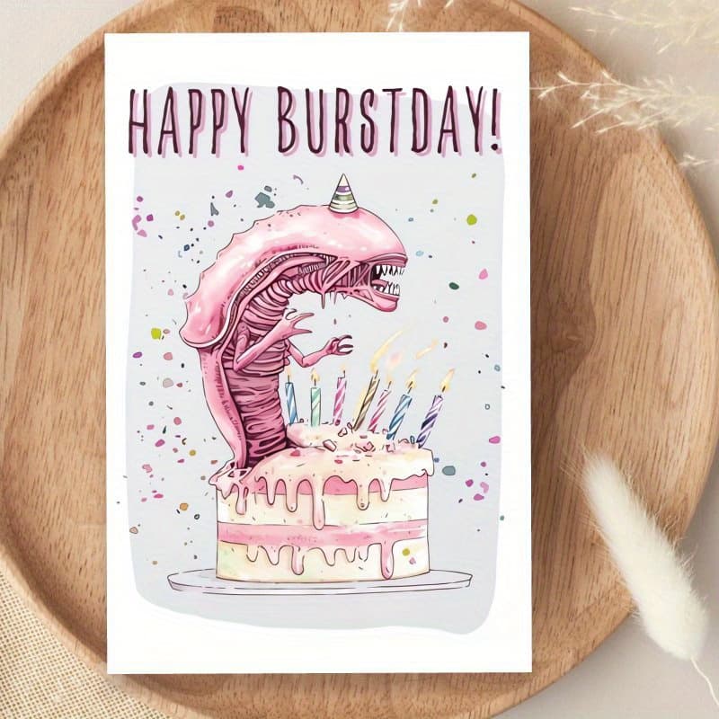 TEMU Hilarious Chestburster Birthday Card - Perfect For Christmas, Thanksgiving & More - Ideal Gift For , Family & , Brother Sister Son Daughter Husband Boyfriend Girlfriend Wife