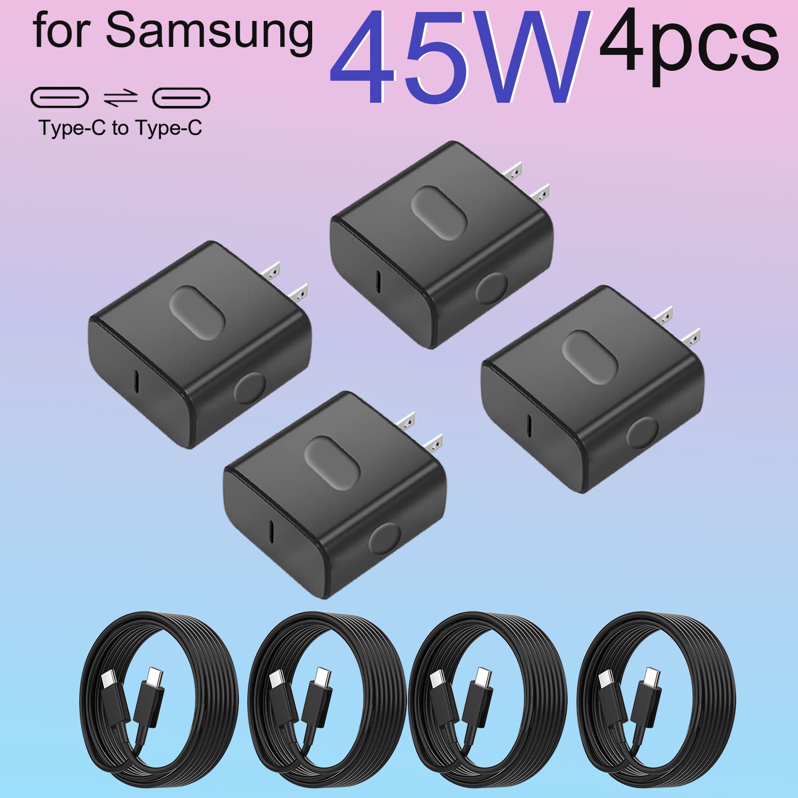 TEMU Set Of 4 Phone (cargador): Type C Super Fast Charger With 4ft Cable - Compatible With Ultra/s24 Ultra/s23 Ultra/s22/z Fold 5 & Tablets | Items | Local Warehouse