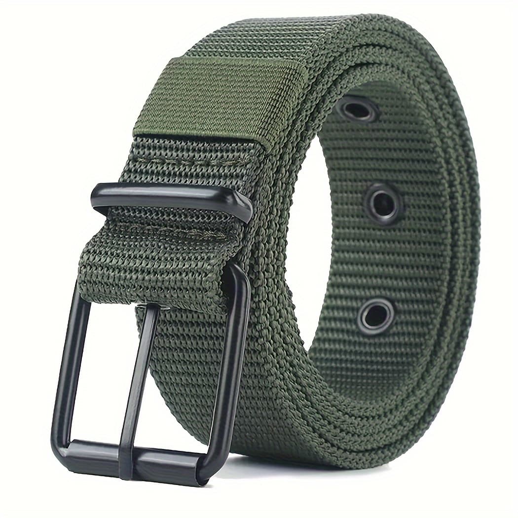 TEMU Set Of 2 Men' Nylon Belts Featuring A Metal Square , Designed For , , In Multiple Colors, Perfect Gift For Men, Versatile For Modern Outdoor Activities