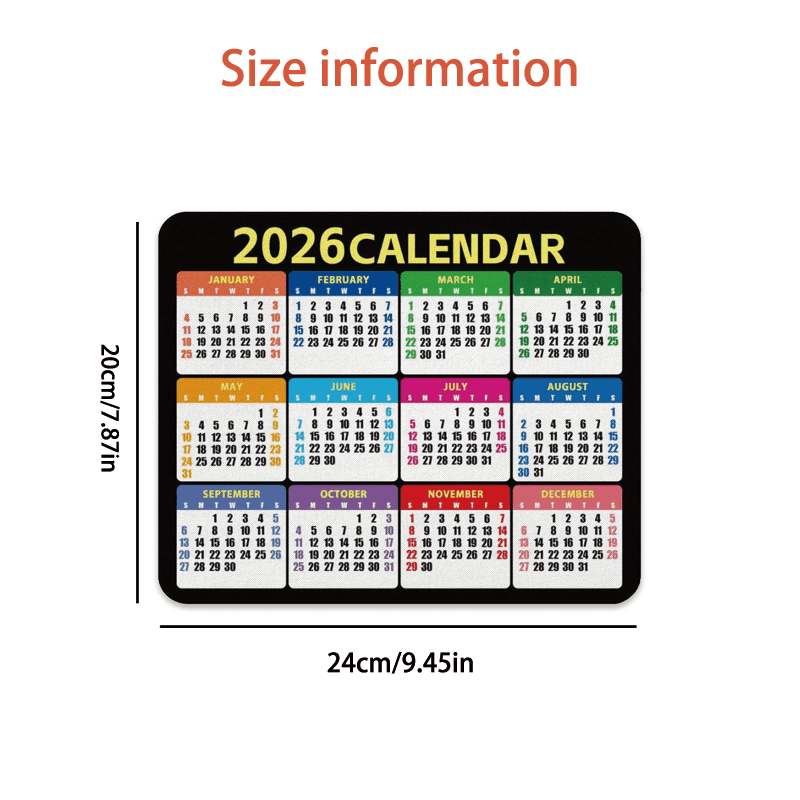 TEMU 1pc Gaming Mouse Pad | 7.87*9.45 In, Vibrant Color-coded Months, Ideal For Use, & Desktops, Rubber & Polyester Surface
