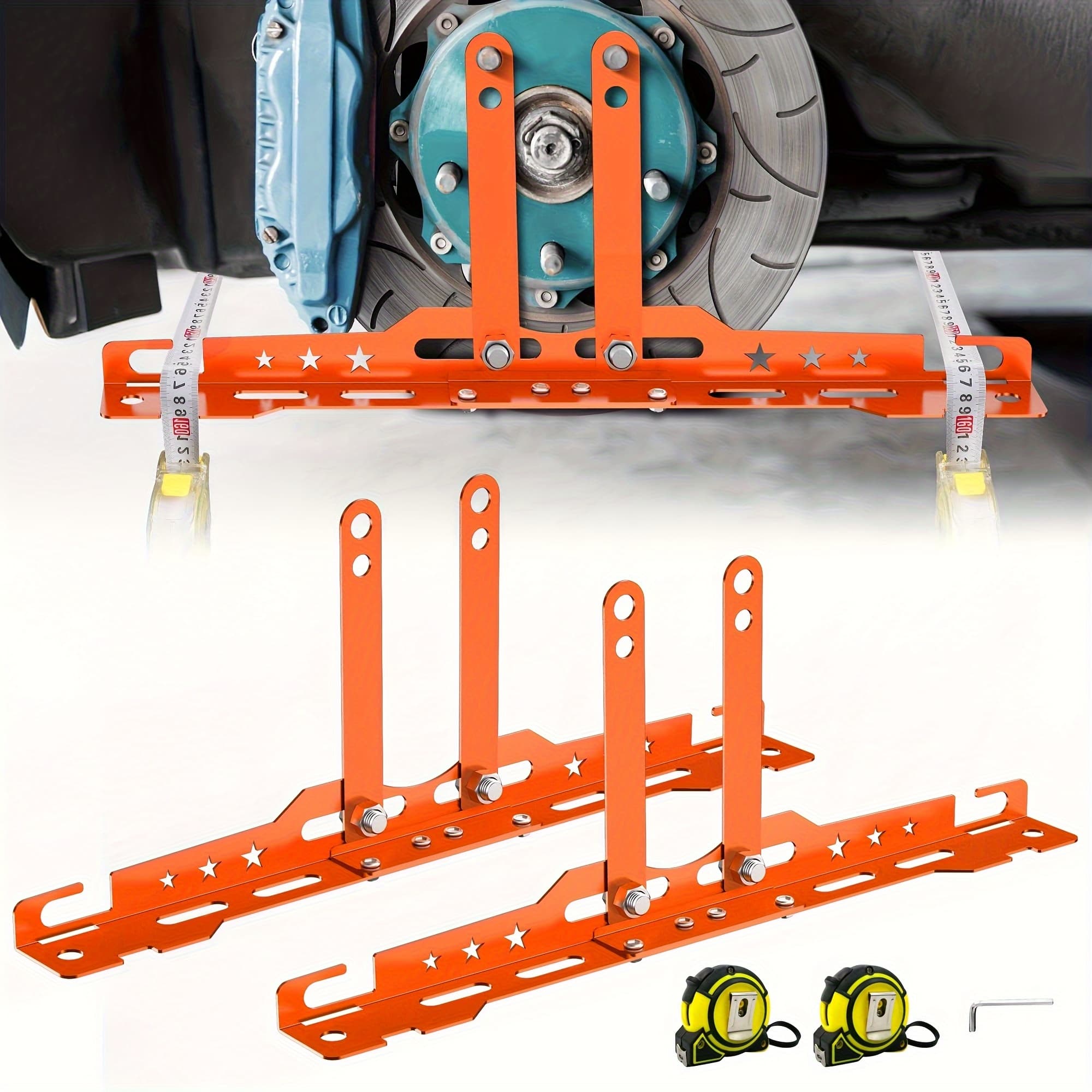 TEMU Pair Of Orange Wheel Alignment Tools With 2 Measuring Tapes, Home Car Angle Alignment, Angle Alignment Plate, Car Alignment Tool Kit, Angle Plate