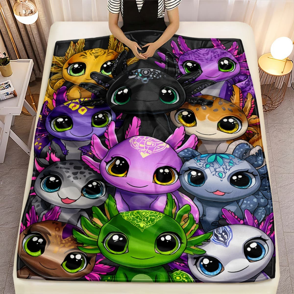 TEMU 1pc Salamander Pattern Hd Printed Blanket. Soft And Warm Flannel Blankets For Travel, Camping, Sofa, Livingroom, Couch, Chair, Bed. Gift For Family Or 280gsm 3 Sizes (30x40in/50x60in/60x80in)