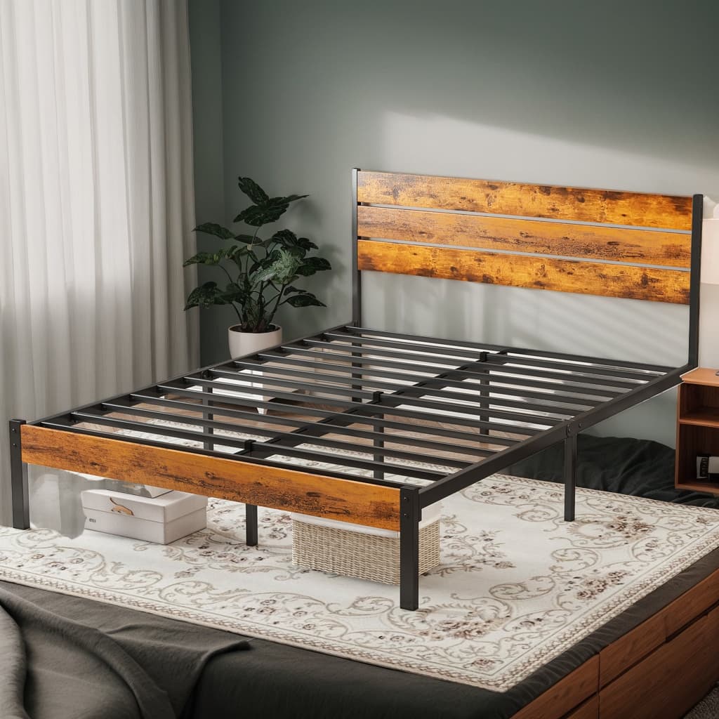 TEMU Modern Bed Frame With Headboard And Footboard – Tool-, Underbed Storage, Spring – In Queen, Full, And Twin Sizes