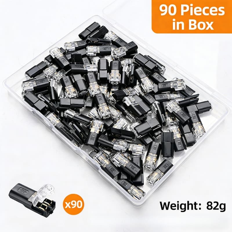 TEMU 2-pin 2-way Led Wire Connector(optional 90pcs), With Latch, Low-voltage(max. 36v) Plug-and-play Cable Connector, Compact And Durable, Suitable For Diy Lighting, Electricians And Installers