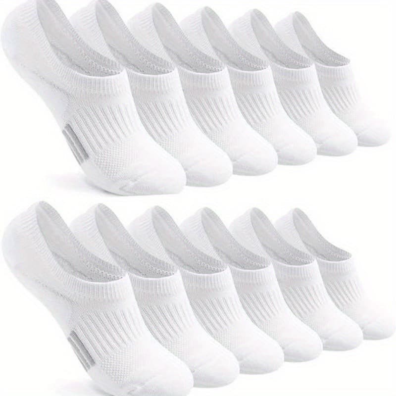 TEMU 6 Pairs Women's No Show Athletic Ankle Socks,, Solid Color, Fabric, Machine Washable, , Cushioned Non-slip Low Cut Invisible Socks