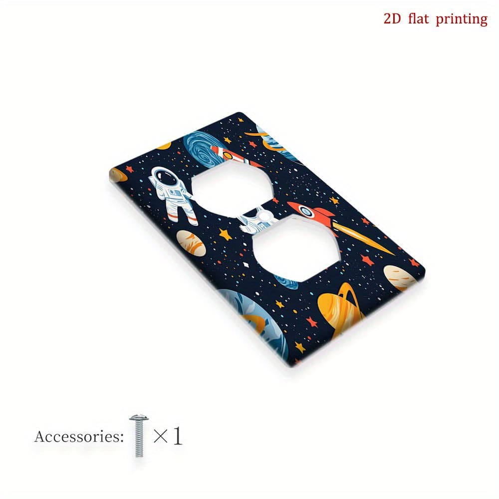 TEMU 1pc [2d Flat Printing] In Space Scene Wall Plate Covers, Light Switch And Outlet Cover, Decorative No Electricity Or Battery Required, Standard Mounting, 2d Flat