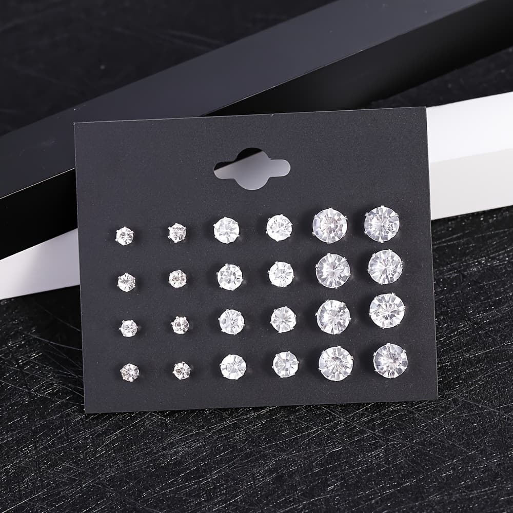 TEMU 12 Pairs Of Unisex Earrings - Stylish Additions For Men And Women, Featuring Stunning Non-fading Designs, Hypoallergenic Options For Women, Perfect Hip-hop Jewelry Gift For Men