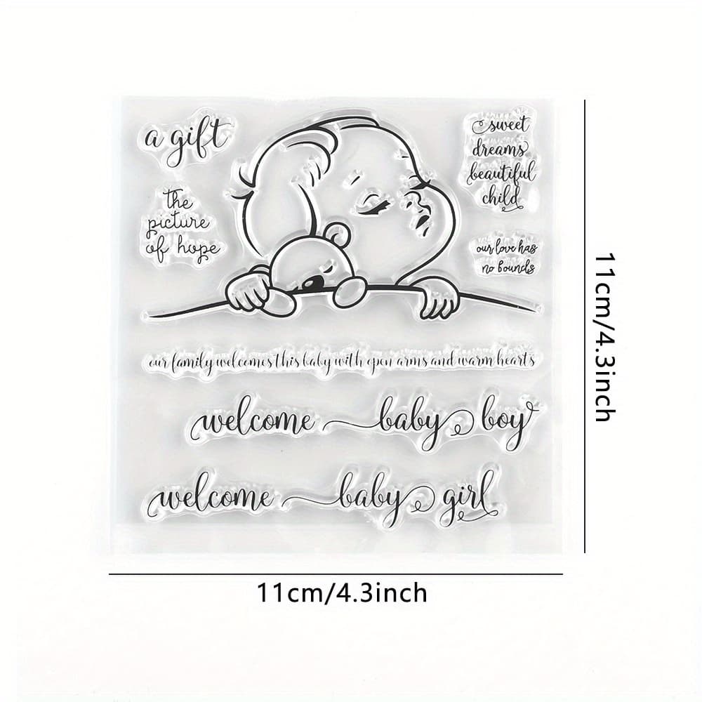 TEMU Cute Baby Girl Clear Stamp & Metal Cutting Mold For Diy , Photo Album, Craft Card Making Suitable For Holidays/thanks/birthdays/ Themes