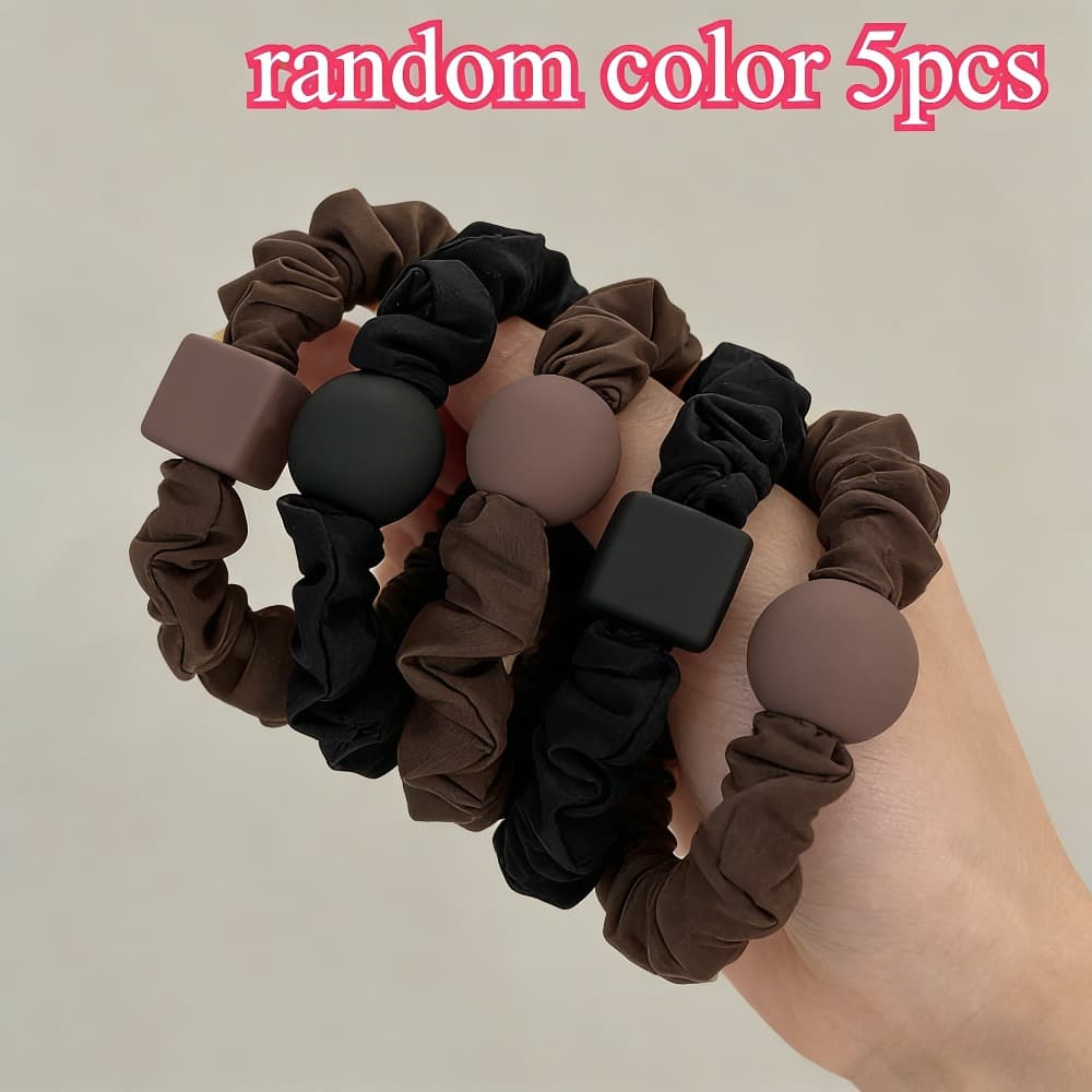 TEMU 5pcs Pack (random Colors) Korean Style High-elasticity Hair Ties Suitable For Daily Wear, Yoga, Gym & Ponytails - Small Hair Bands, Minimalist Rubber Bands For Braids, Buns, For &