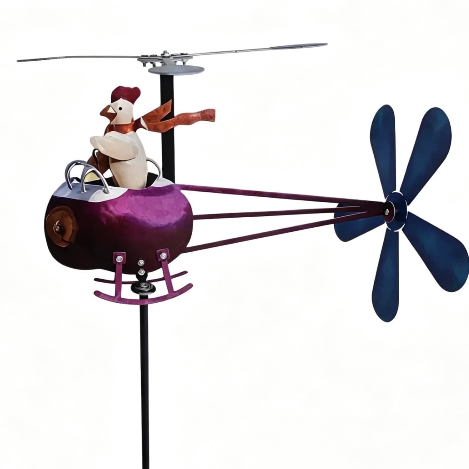 TEMU New Outdoor Courtyard Wrought Iron Chicken-shaped Helicopter Wind Vane Garden Decoration Ornament