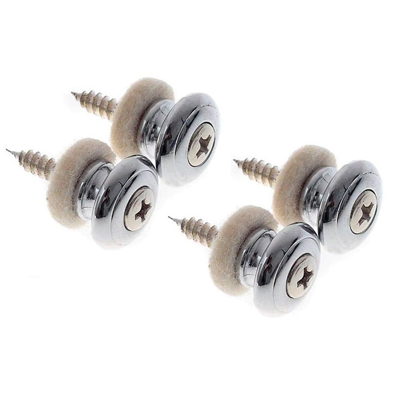 TEMU Set Of 4 Mushroom-shaped Buckles For Guitar Straps, Including Tail Buttons, Strap Locks, Chrome End Pins, And Felt Spacers, Designed For Guitar Additions