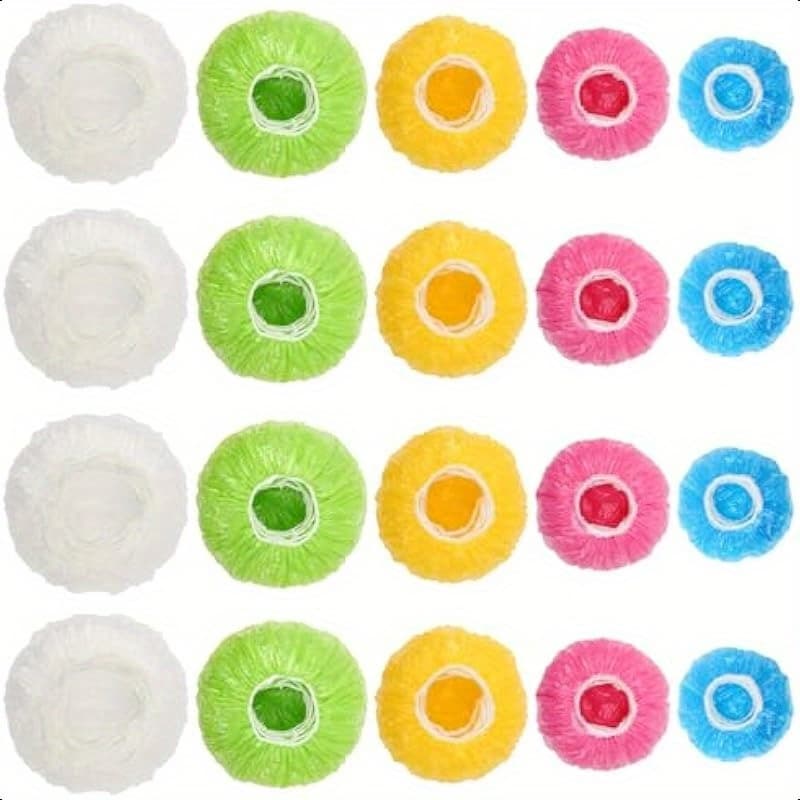 TEMU 90pcs Disposable Plastic Bowl Cover Elastic Food Bowl Storage Covers Bowl Covers Of 5 Translucent Stretchable Sizes And Colorful Dish Plate Covers Alternative To Foil Plastic Wrap Bpa Free