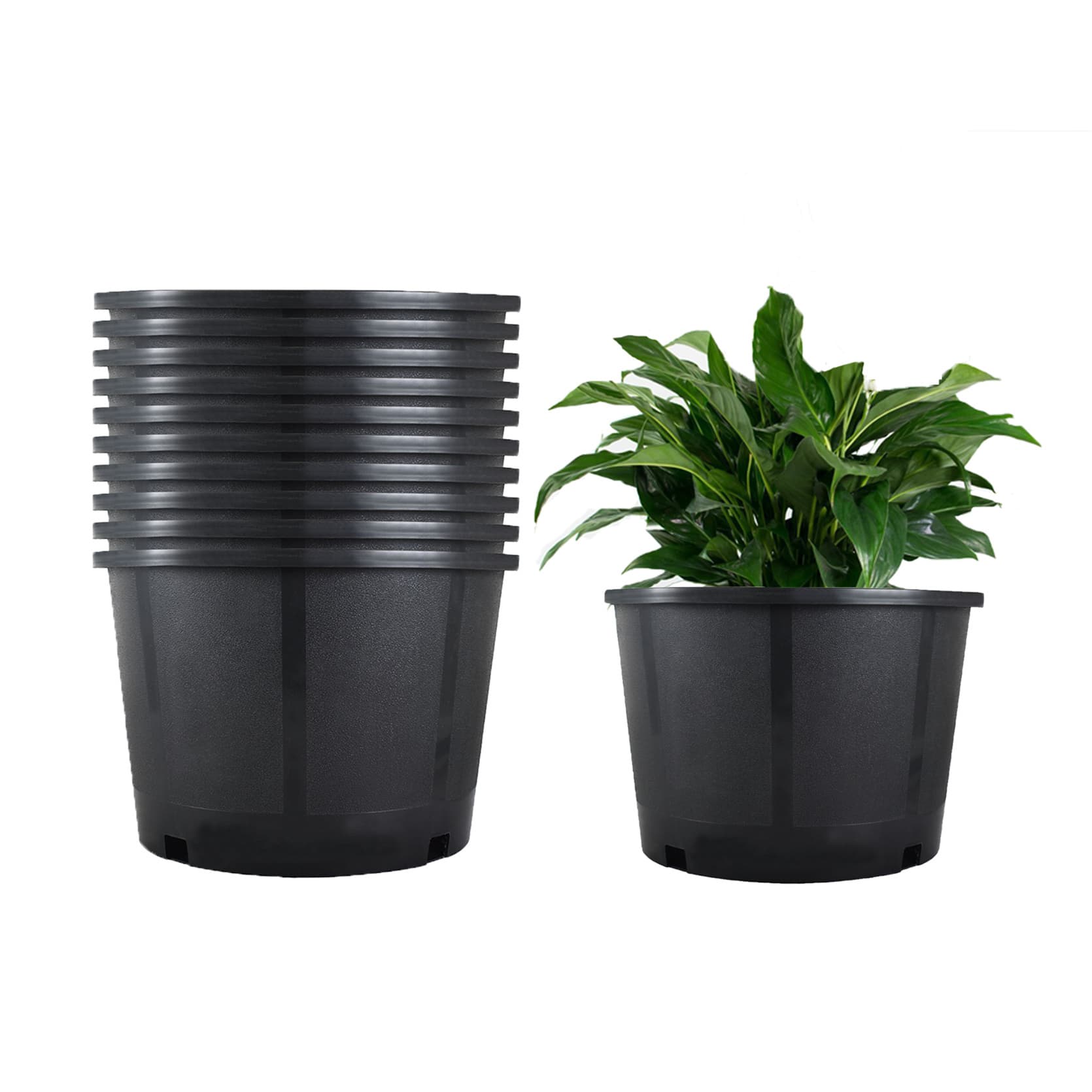 TEMU 11-pack 5 Gallon Black Thermoformed Nursery Pot For Outdoor And Indoor Gardening Gift,home Decor