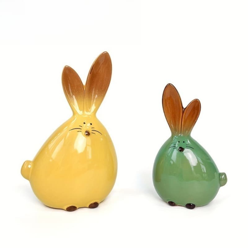 TEMU Creative Minimalist Cute Rabbit Ceramic Decoration - Ins-style Animal Ornament For Living Room, Bedroom & Entryway