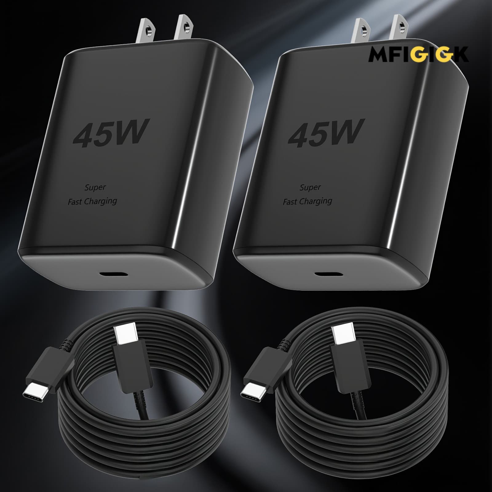 TEMU Mfiglgk [fast Charger] 2 Pack 45w Super Fast Charger Type C | 45 Watt Usb-c Wall Charging Block For S23/ Ultra/ S22/ S21/ S20/ Note10/ 20, 16/ 15 Pro, Pro Max, Plus With 2x Mfiglgk