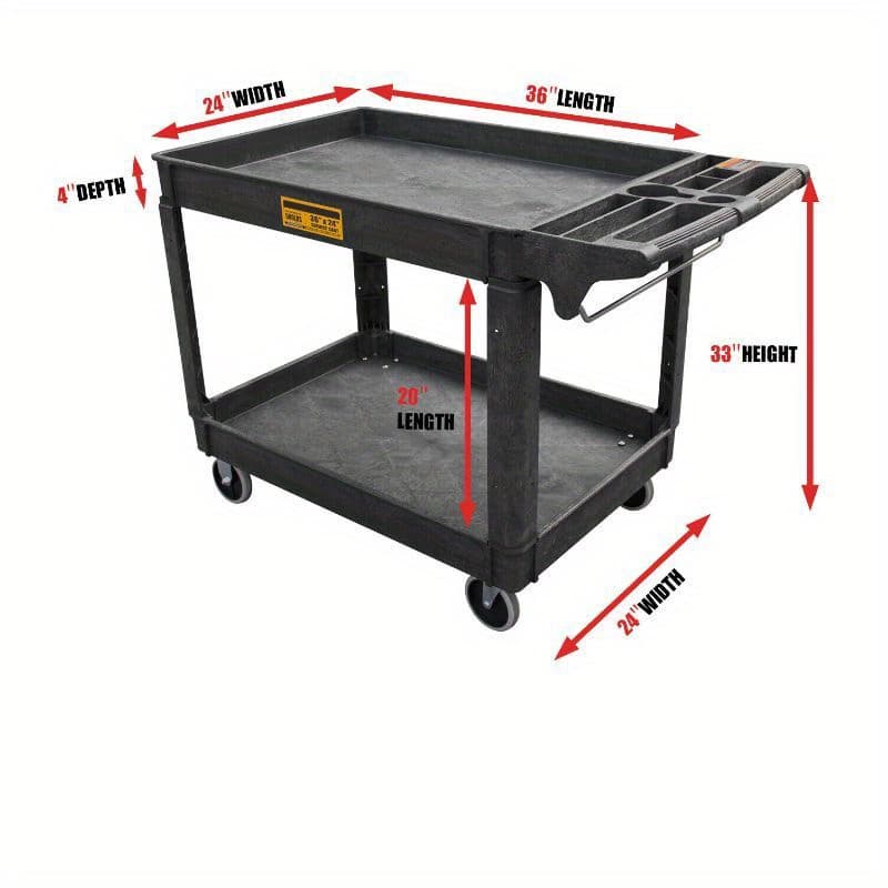 TEMU 24*36 Inch Heavy Duty Service Polypropylene Utility Cart Tools Organizer Rolling
