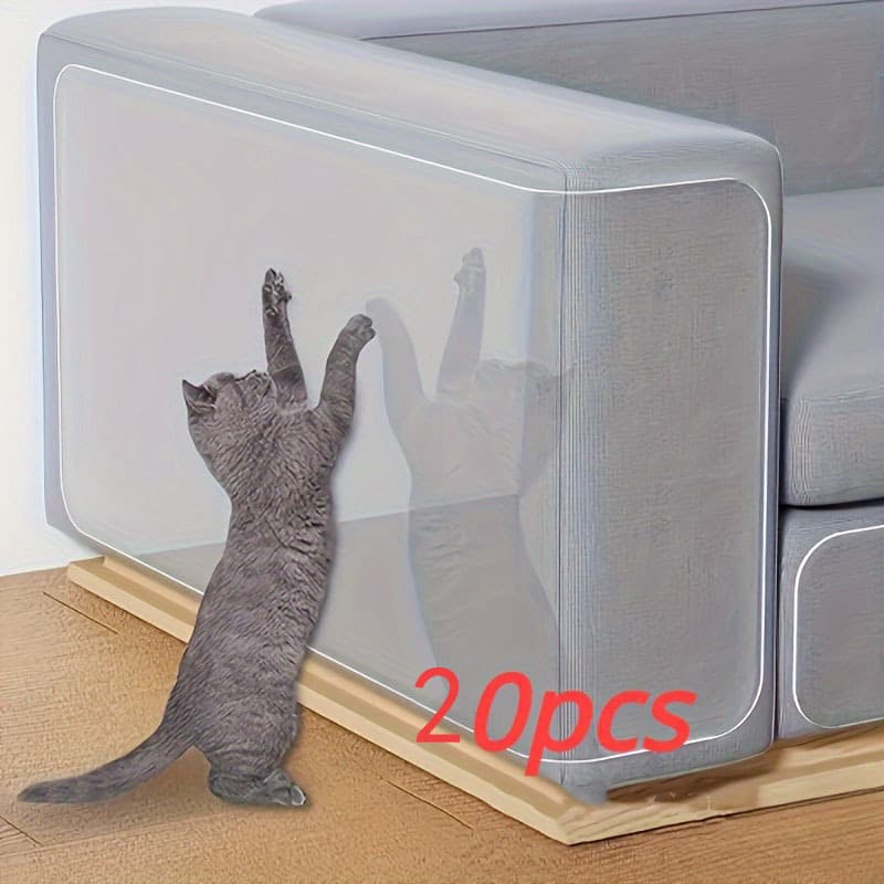 TEMU 20pcs Cat Anti-scratch Tape-transparent Double-sided Furniture Screen Protector, Suitable For Sofa And Couch, Pet Anti-scratch Stickers