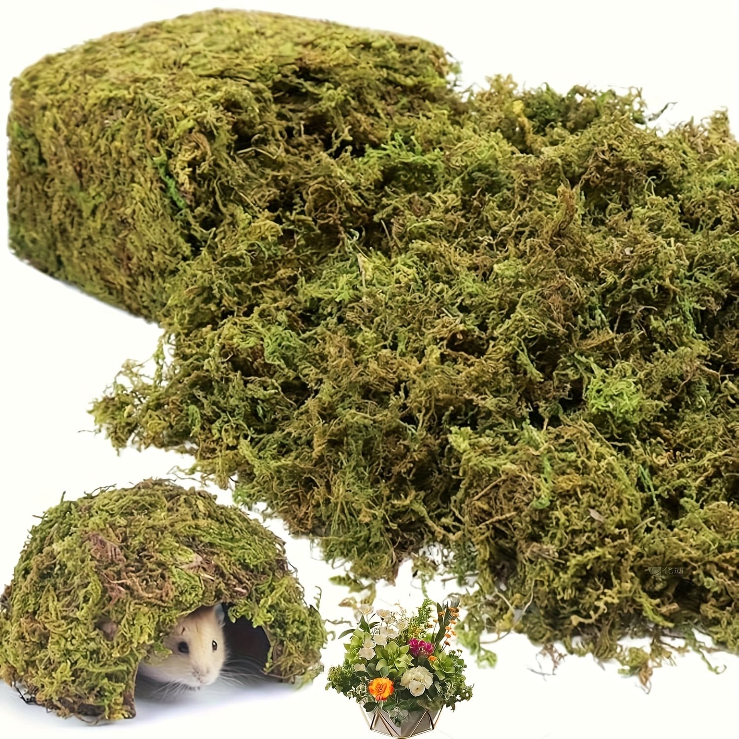 TEMU Realistic Artificial Moss For Crafts And Home Decor | Green Plant , Perfect For Indoor Landscapes, Easter, , Wedding Decorations, Made Of Polyvinyl Chloride, Dark Green