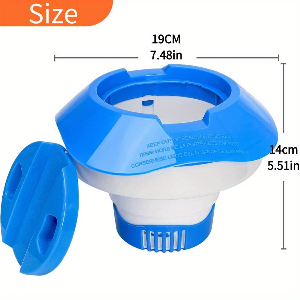 TEMU 7-inch Pool Chlorine Floater - Large Capacity Floating Dispenser For 1 & 3 Inch Tablets, Adjustable Release (6-8 Months), Durable & For Indoor & Outdoor Pools And Hot Tubs