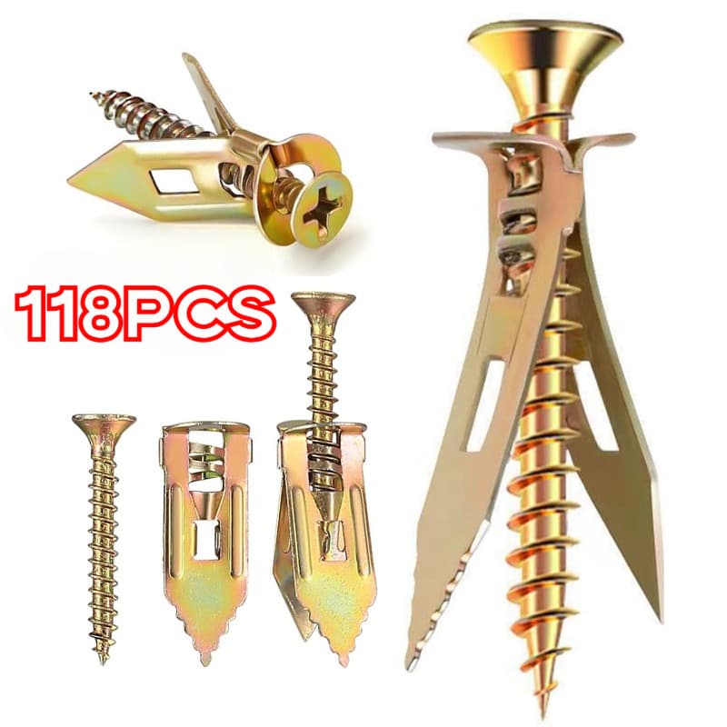 TEMU 118 Metal Expansion Bolts For Gypsum Boards, Of Hanging Gypsum Boards Without Drilling, With 59 Steel Anchors And 59 Screws