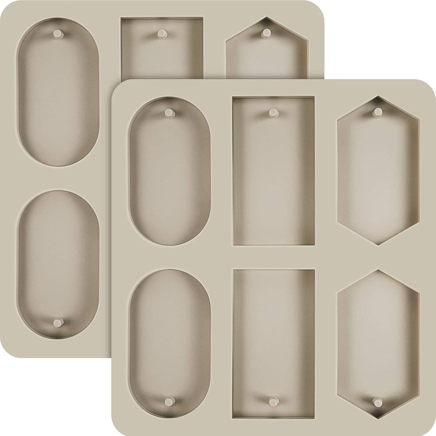 TEMU 2pcs Silicone Wax Melt Molds Silicone Resin Keychain And Epoxy Casting Jewelry Making Molds With Hanging Holes For Handicrafts Making(stylish Style)
