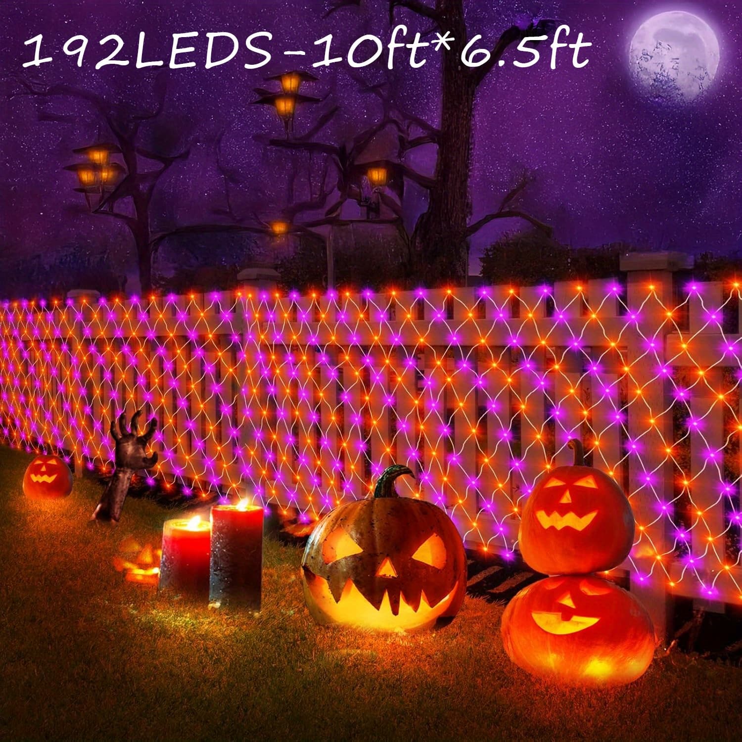 TEMU 10 Ft*6.5 Outdoor Mesh Lights, 8 Lighting Curtain Lights For Door, Wall, Patio, Small Bushes, Garden Fence, Festive Holiday Decoration, Garden Decoration.