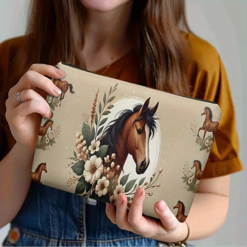 TEMU 1pc, Zipper Closure Cosmetic Bag, Durable Anti Fade Bag, Portable Storage Bag, Student Pencil Case, Toiletry Bag, Snack Bag Multi Purpose Bag Best Gift For , Double Sided Printing