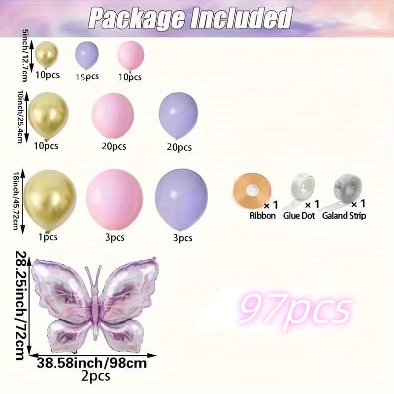 TEMU 97pcs Purple Balloon Set - Birthdays, Weddings, , Graduation Ceremonies, Anniversaries, Home Garden Decoration, Home Decoration, Party Backgrounds, Christmas Decor