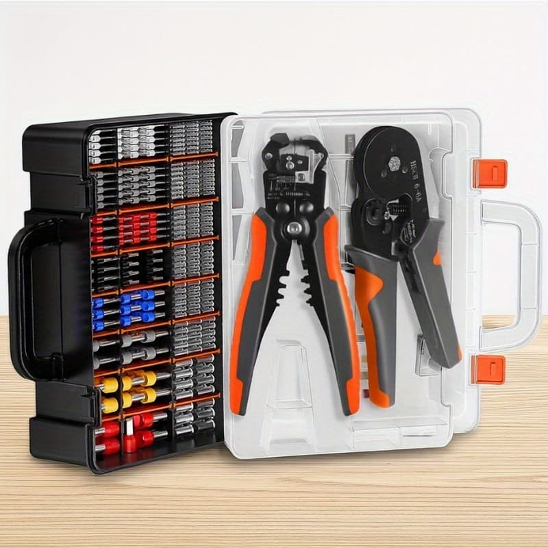 TEMU [crimping Tools And Wire Strippers And Terminals] Hsc8 6-6a Awg 23 Crimping Tools And 3-in-1 Automatic Wire Strippers | Hexagonal Crimper For Terminals | Electrician's Crimping Tool Kit