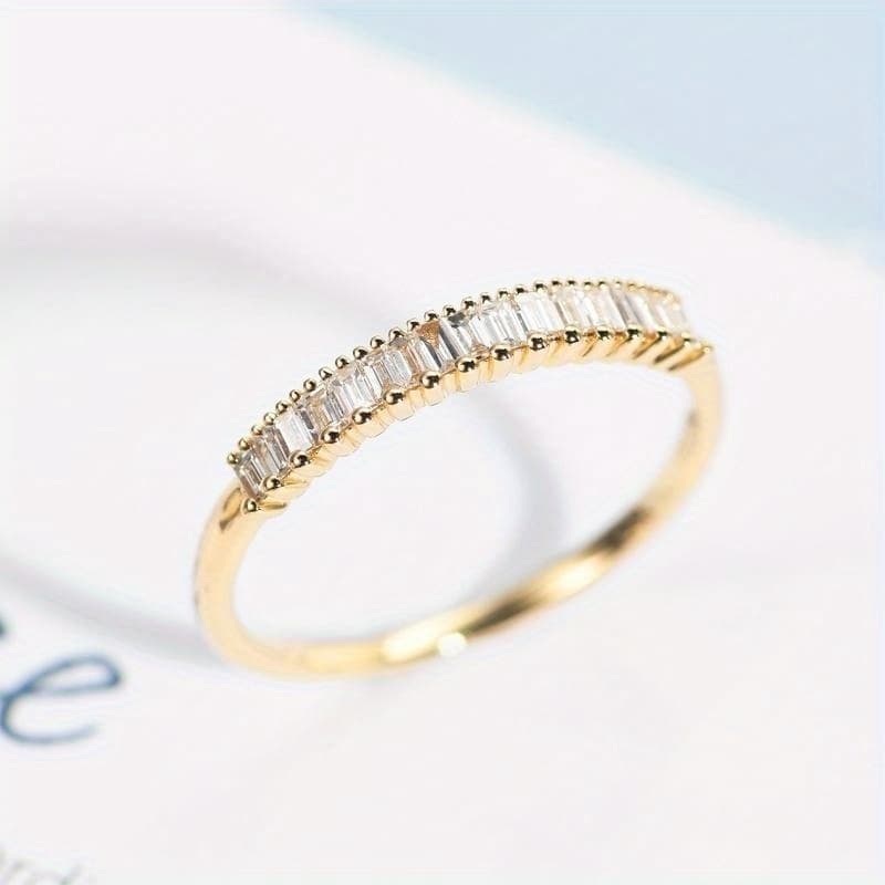 TEMU Women Dainty Cube Synthetic Zirconia Rings Wedding Engagement