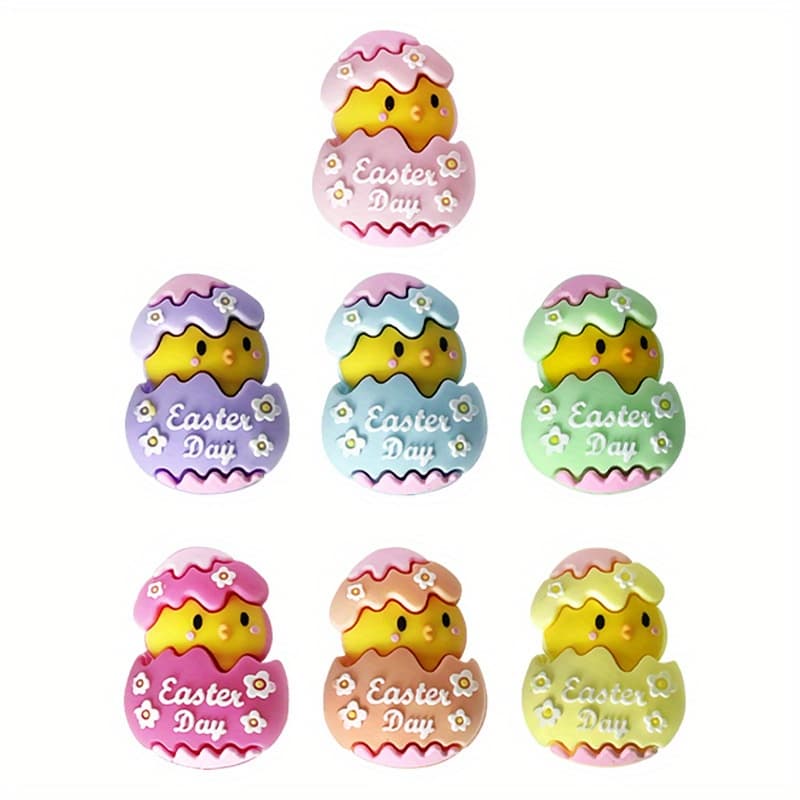 TEMU 7pcs Easter Hatching Silicone Bead, 3d Chick Design For Making - Craft Beads For Pens, Necklaces, Keychains