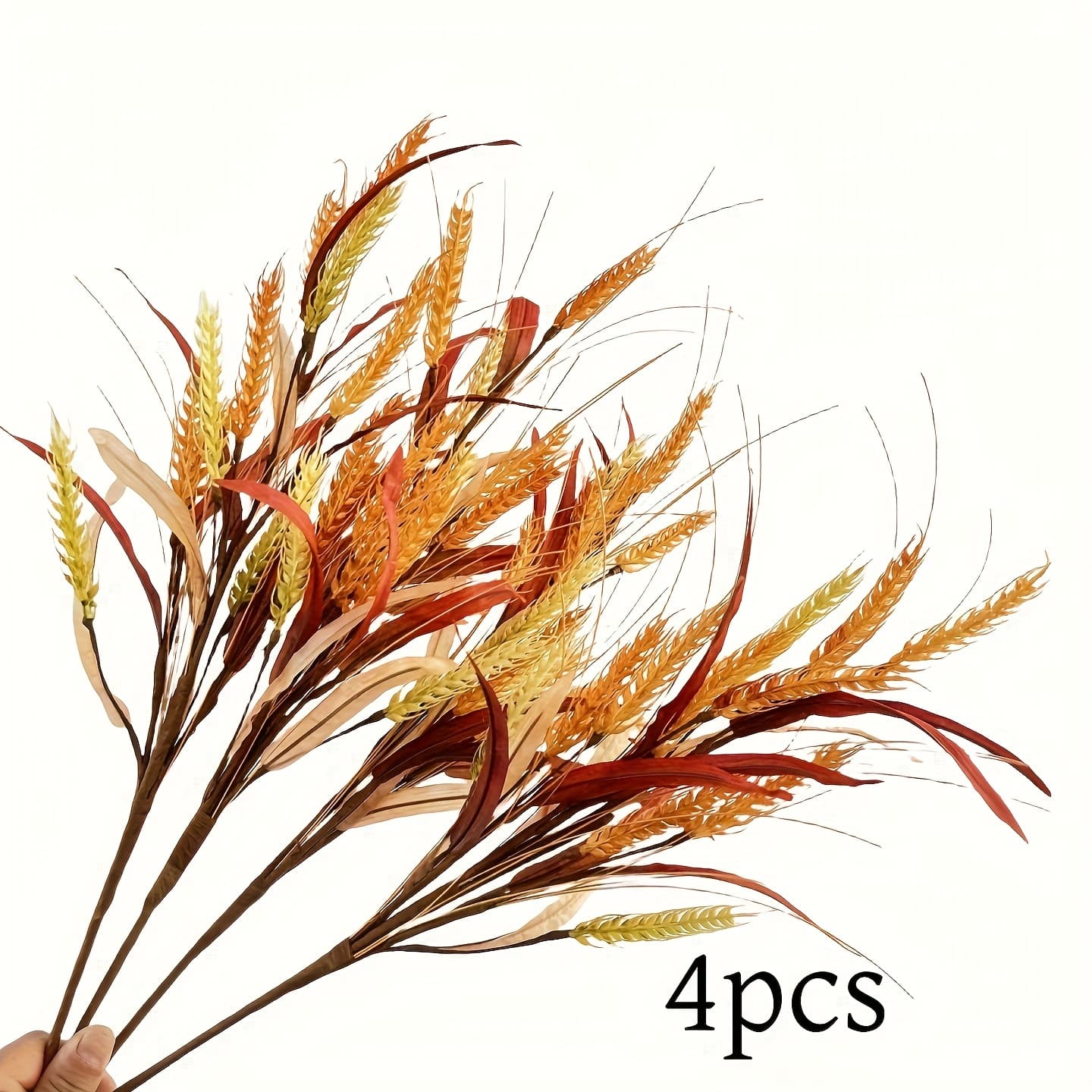 TEMU Autumn Thanksgiving Artificial Flowers, 4 Sheaves Handheld Branches, Decorations, Home Ornaments, Office Decorations, Party Centerpieces