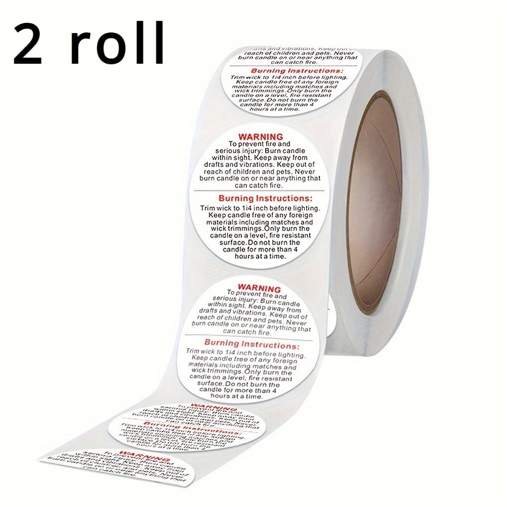 TEMU 1000pcs/2 Roll Candle Container Labels - Melting Safety Warning Stickers, Fit For Glass Jars/metal Cups/aromatherapy Holders, Essential Decorative Accessories For Diy Handmade Candle Packaging