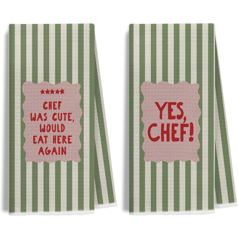 TEMU Green And With Text Pattern Printed Kitchen Towels, Neighbor Gift Mom Gift, Birthday Gift, Sweet Housewarming Gift For , Kitchen Accessories, Decorations, Daily Necessities, Essential Household