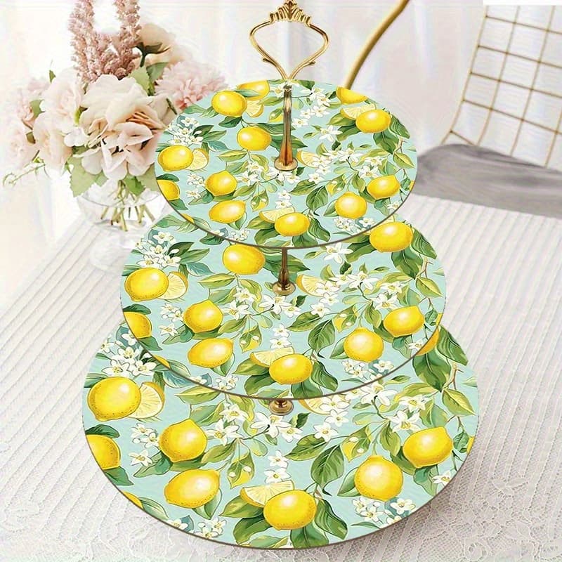 TEMU Elegant Wooden Serving Tray With Lemon And , Perfect For Weddings, Birthdays, Valentine's Day, And Home Decor