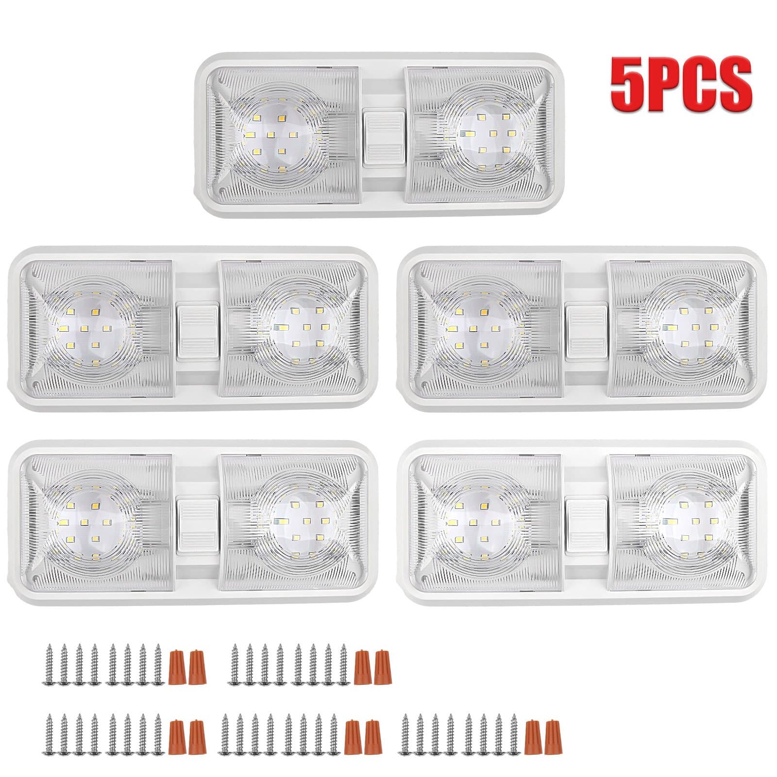 TEMU 12v Light For Inside, Rv Ceiling Dome Lamp Led 12v With Switch For Rv//trailer/boat (, 5-pack), Without Battery