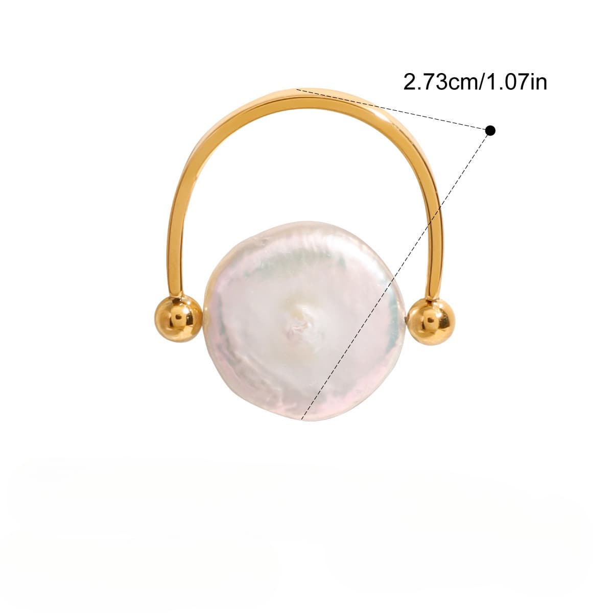 TEMU 1pc A Smooth Button Freshwater Pearls Ring, Featuring A Light , , And A Unique Handmade Touch, Without Battery, For Teenager, For Teenager