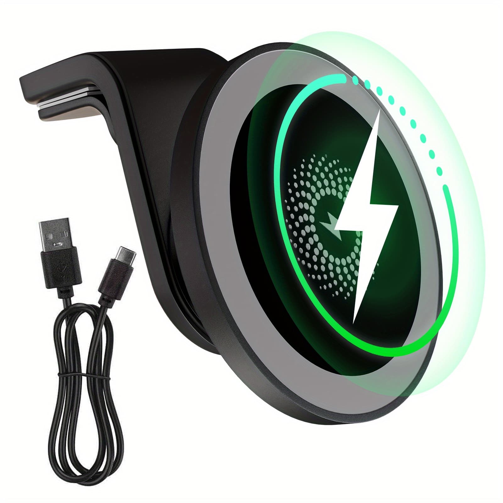 TEMU Car Phone Holder With Magnetic Wireless Charger, 15w Charging Car Mount, For Iphone 17/17 Air 16/ 16pro/ 16plus/ 16promax/ 15/ 14/ 13/ 12 Series, For And Other Phones, Adjustable Viewing Angle