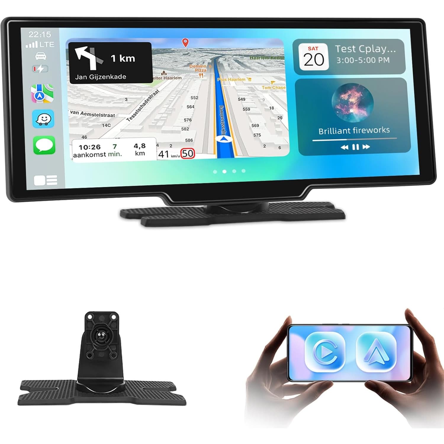 TEMU 10.26 Inch Car Play Wireless Car Stereo With Auto 1080p Resolution, Touchscreen, Gps Navigation, Dual Wireless , Fm/aux Support, A Car Charger For The Car Plug