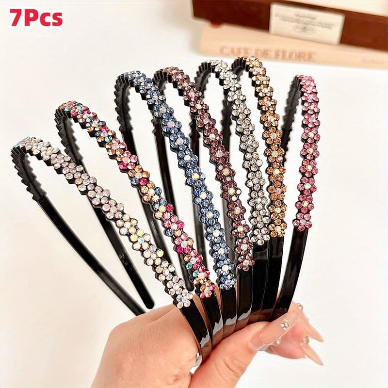 TEMU 7pcs Multi-colored Teeth Headband, Anti-slip Design, Artificial Hair Hoop Hair Combs, Suitbale For Wedding/ Party/ Banquet/ Daily& Hairstyles, Face Wash, Perfect Gifts For Women