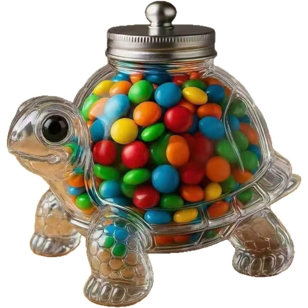 TEMU Cute Turtle | Cute Turtle Pet Treat Container, Reusable Glass Biscuit Jar, Sealed Lid, Decorative Kitchen Storage Container